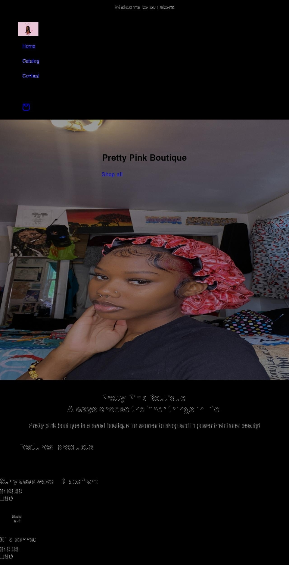 prettypinkboutique.org shopify website screenshot