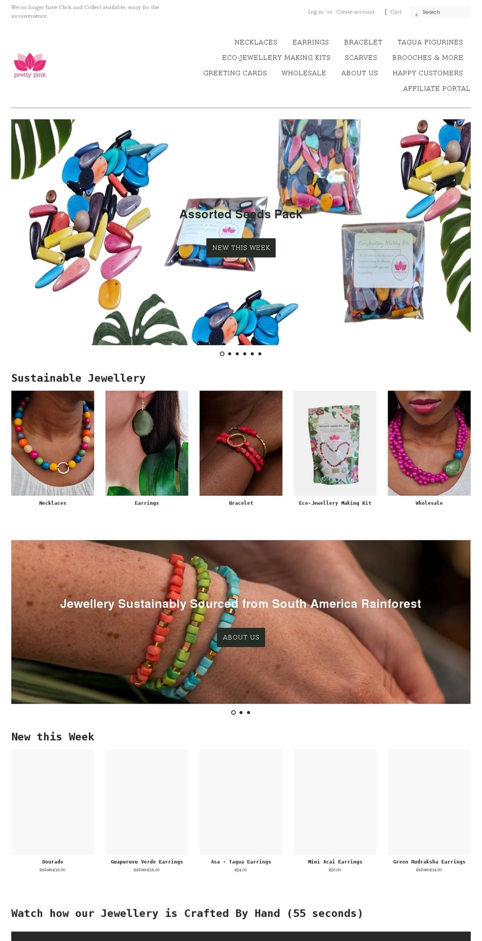 prettypinkjewellery.com shopify website screenshot