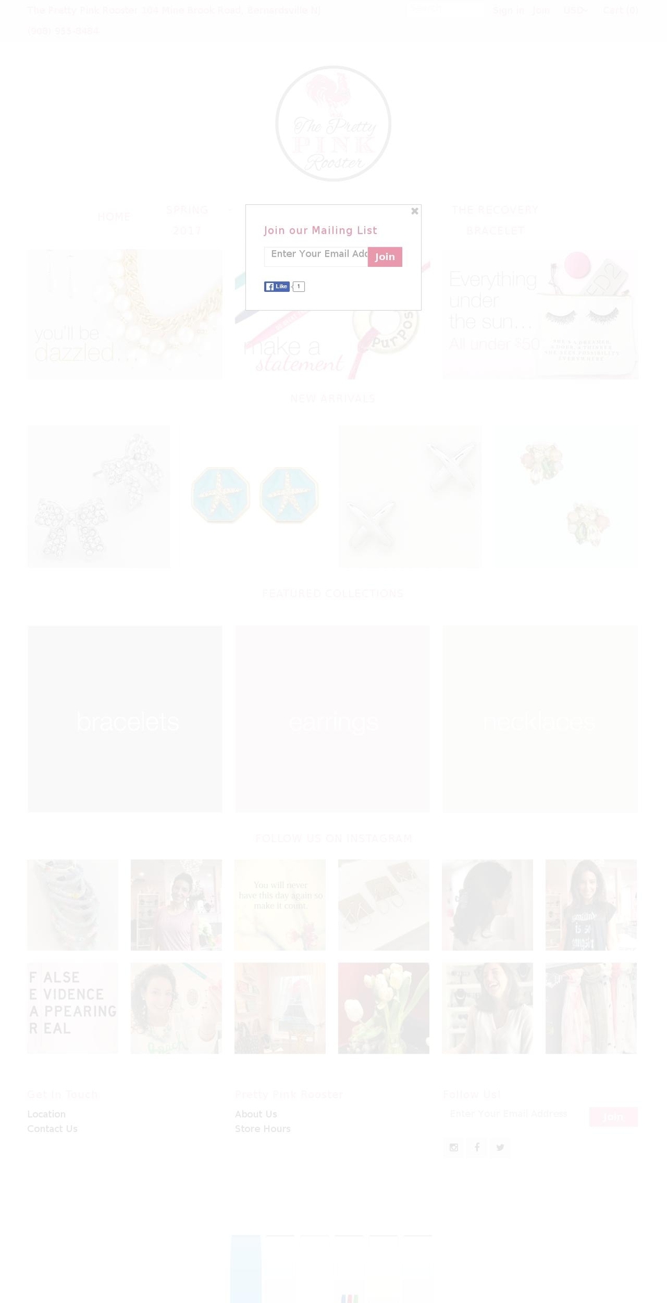 prettypinkrooster.com shopify website screenshot