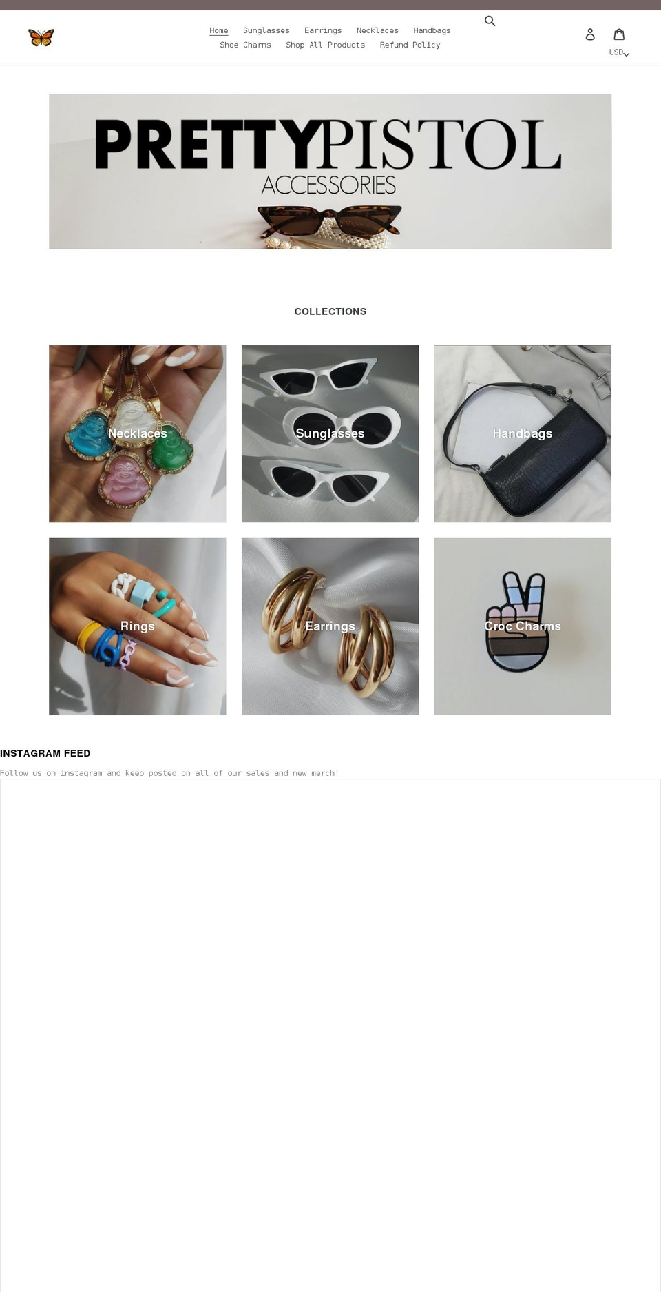prettypistolaccessories.com shopify website screenshot