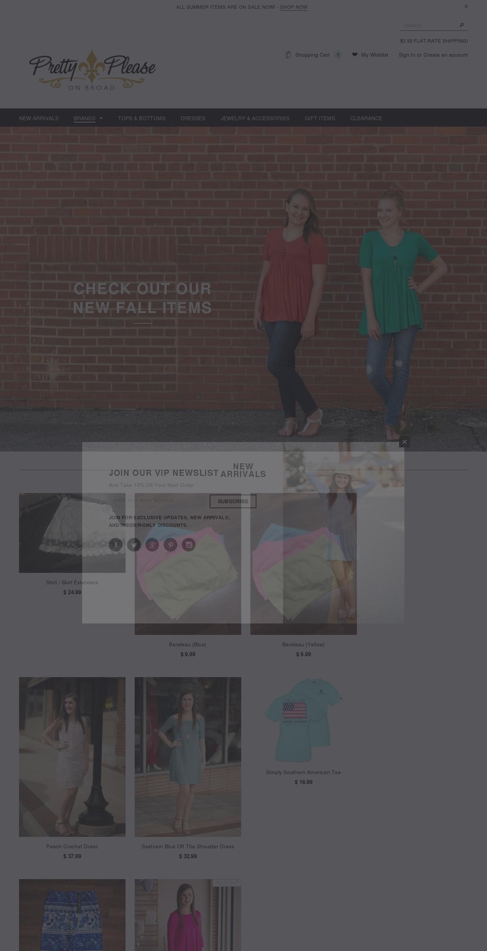 prettypleaseonbroad.com shopify website screenshot
