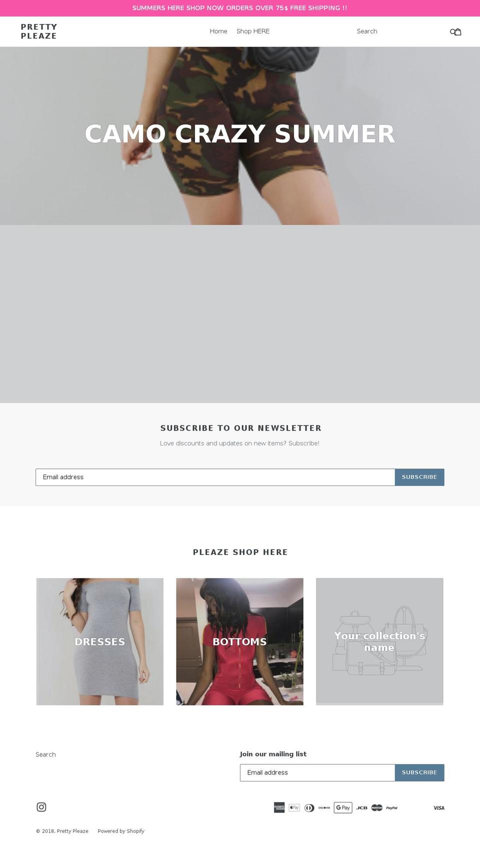 prettypleaze.com — Shopify storefront screenshot