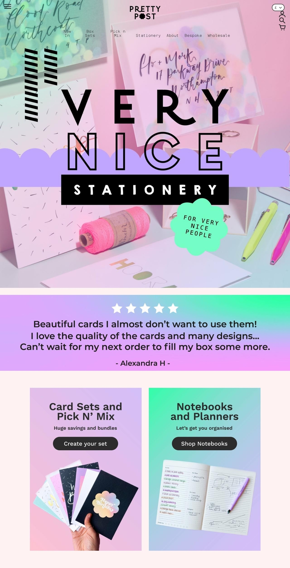 prettypost.co.uk shopify website screenshot