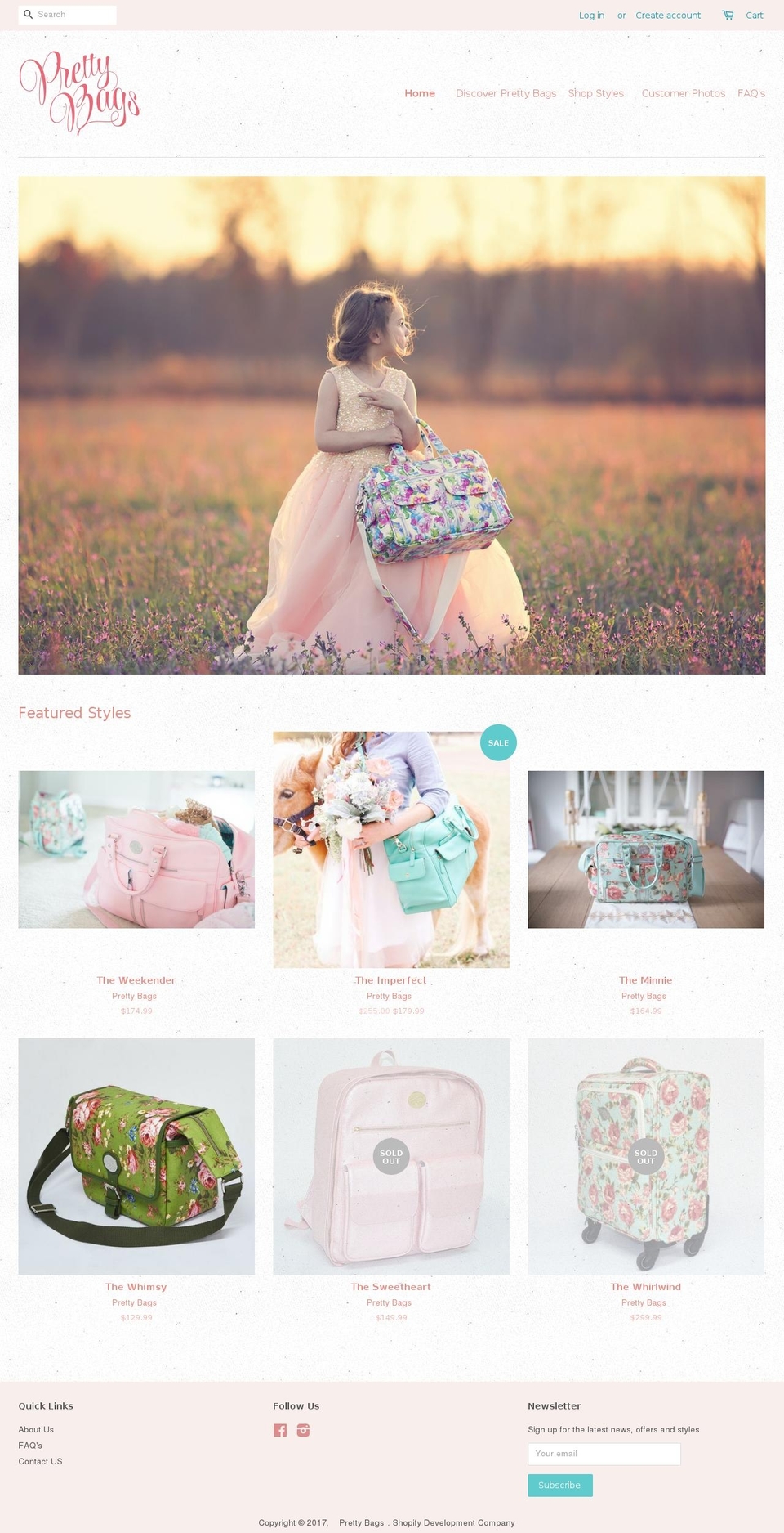prettyprobags.com shopify website screenshot