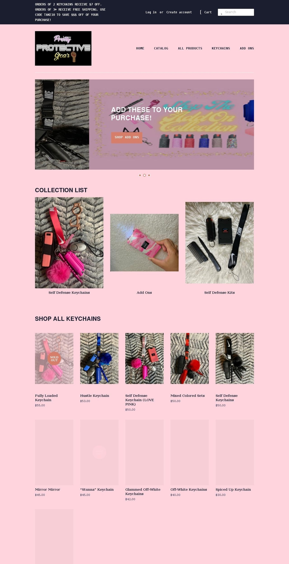 prettyprotectivegear.com shopify website screenshot