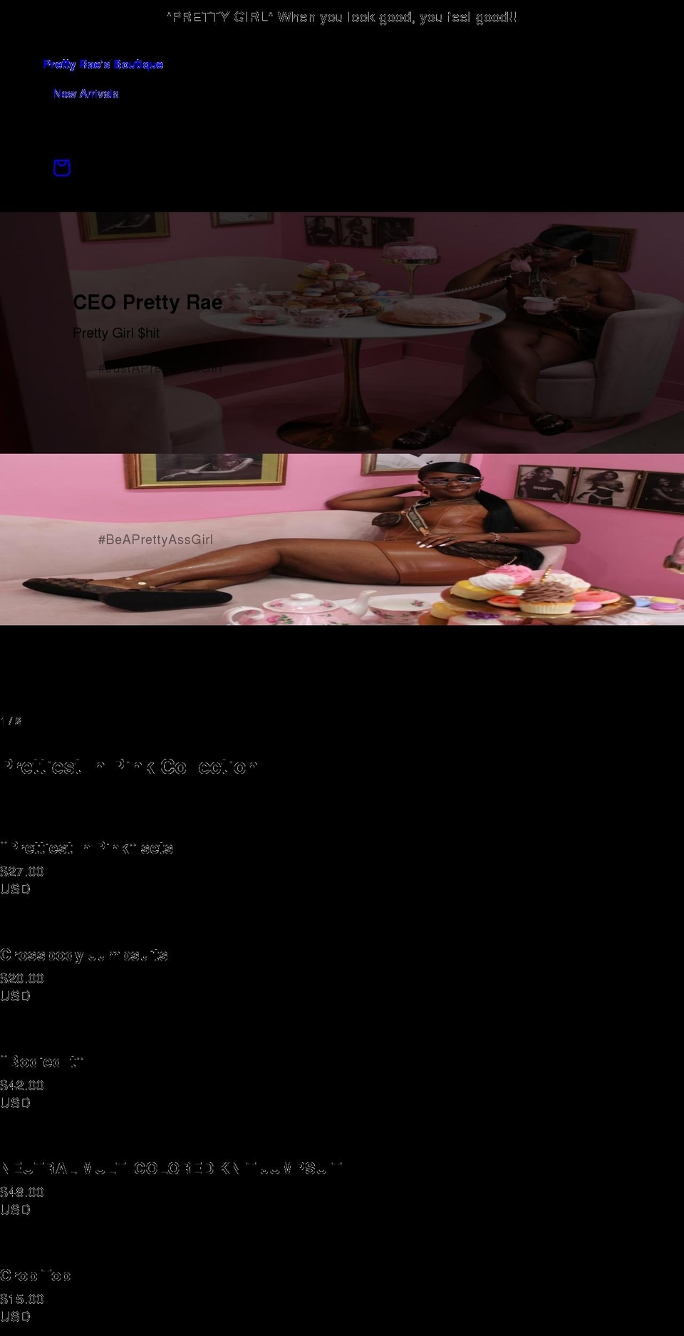 prettyraesboutique.com shopify website screenshot