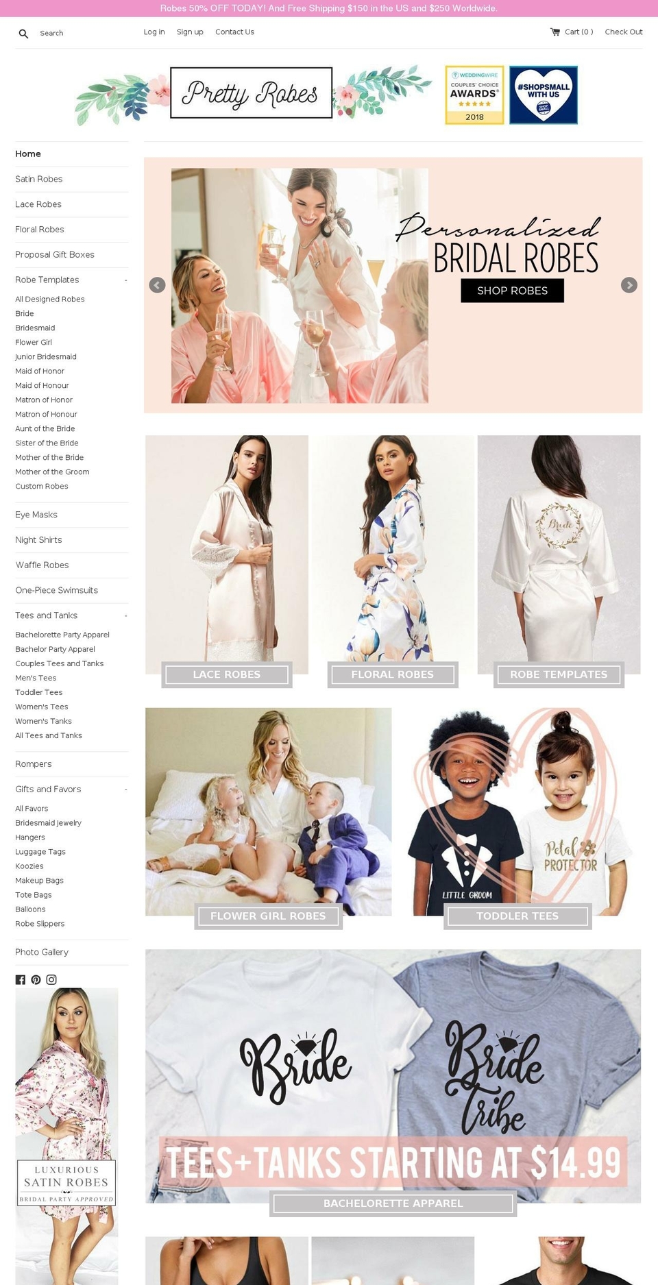 prettyrobes.com — Shopify storefront screenshot