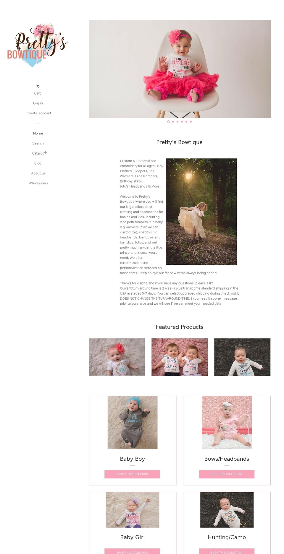 prettysbowtique.com shopify website screenshot