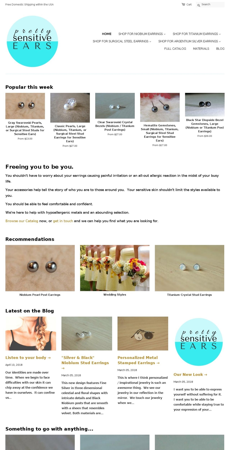 prettysensitiveears.com — Shopify storefront screenshot
