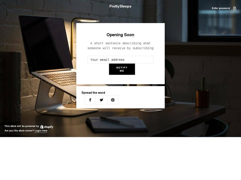 prettysleeps.com shopify website screenshot