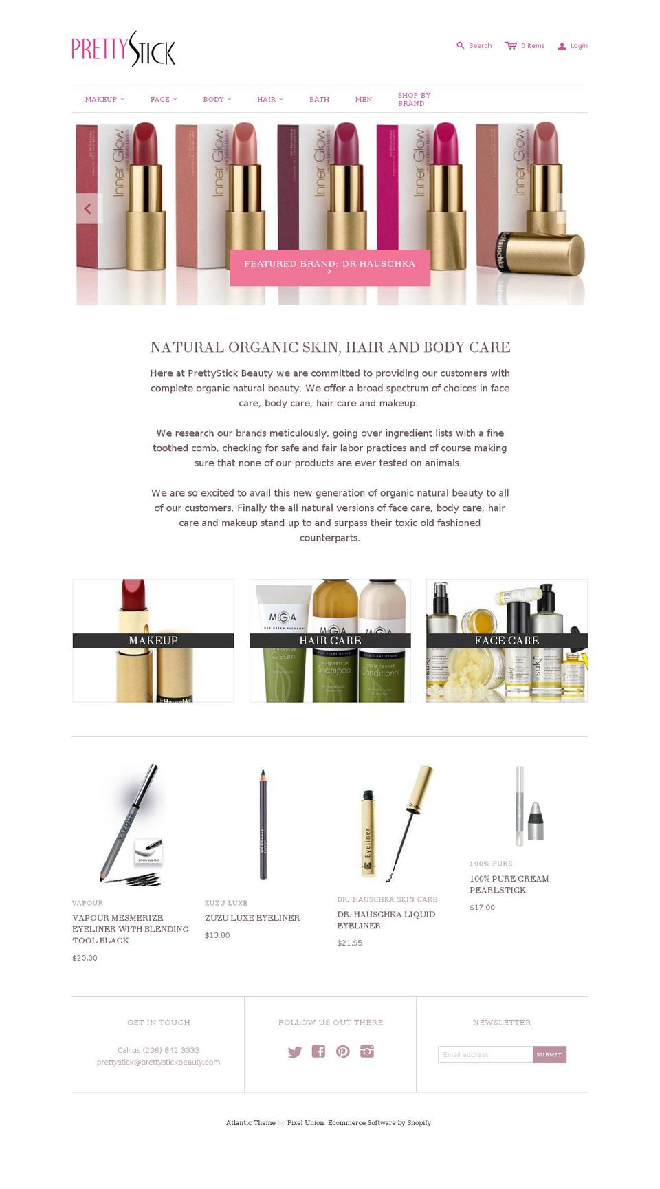 prettystickbeauty.com shopify website screenshot
