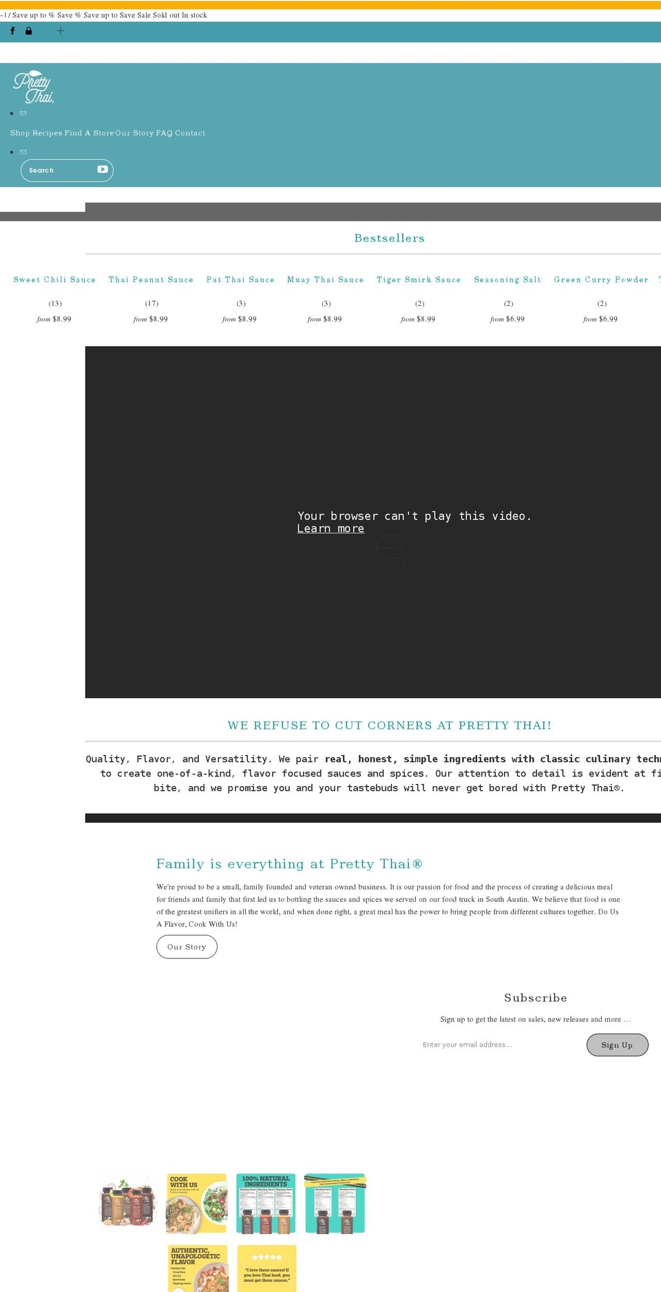 prettythaibrand.com shopify website screenshot