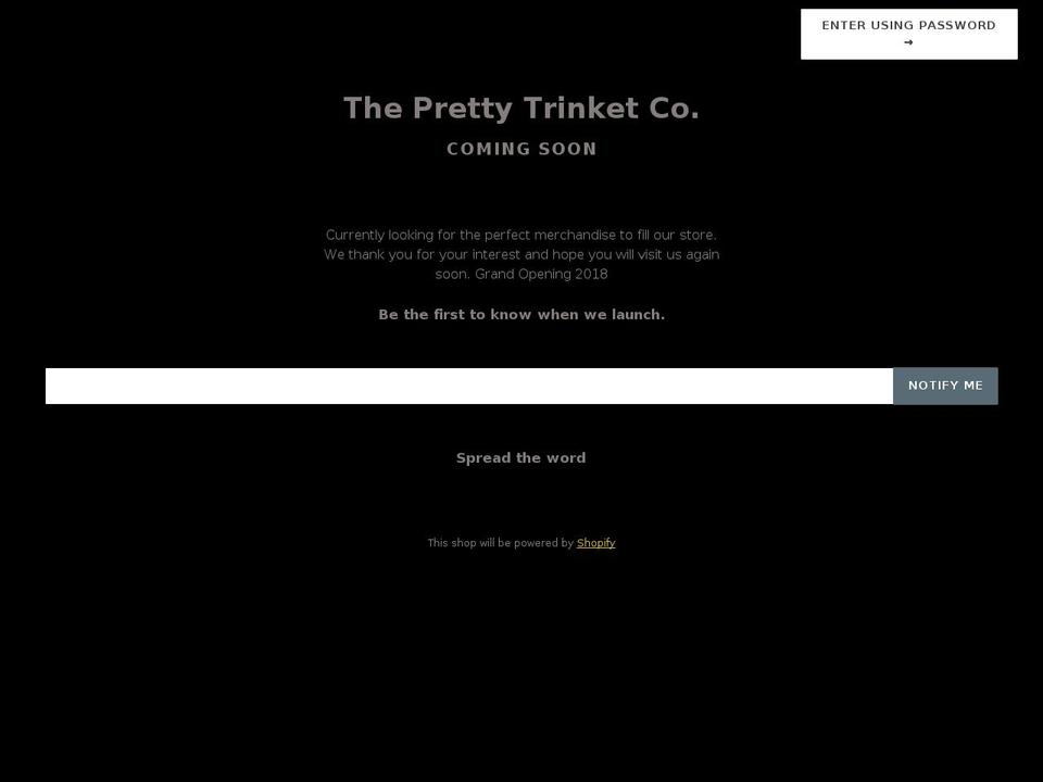 prettytrinket.com — Shopify storefront screenshot