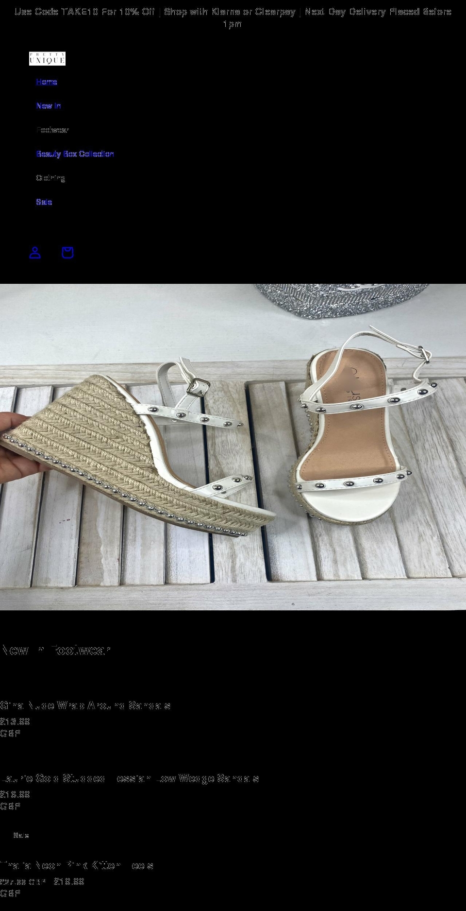 prettyunique.co.uk shopify website screenshot