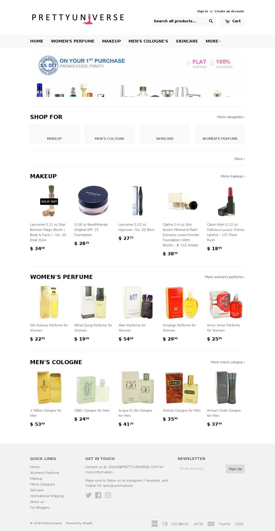 prettyuniverse.com — Shopify storefront screenshot
