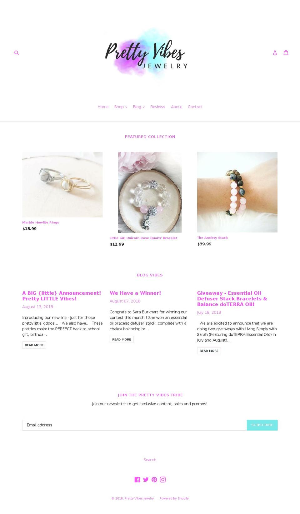 prettyvibesjewelry.com — Shopify storefront screenshot