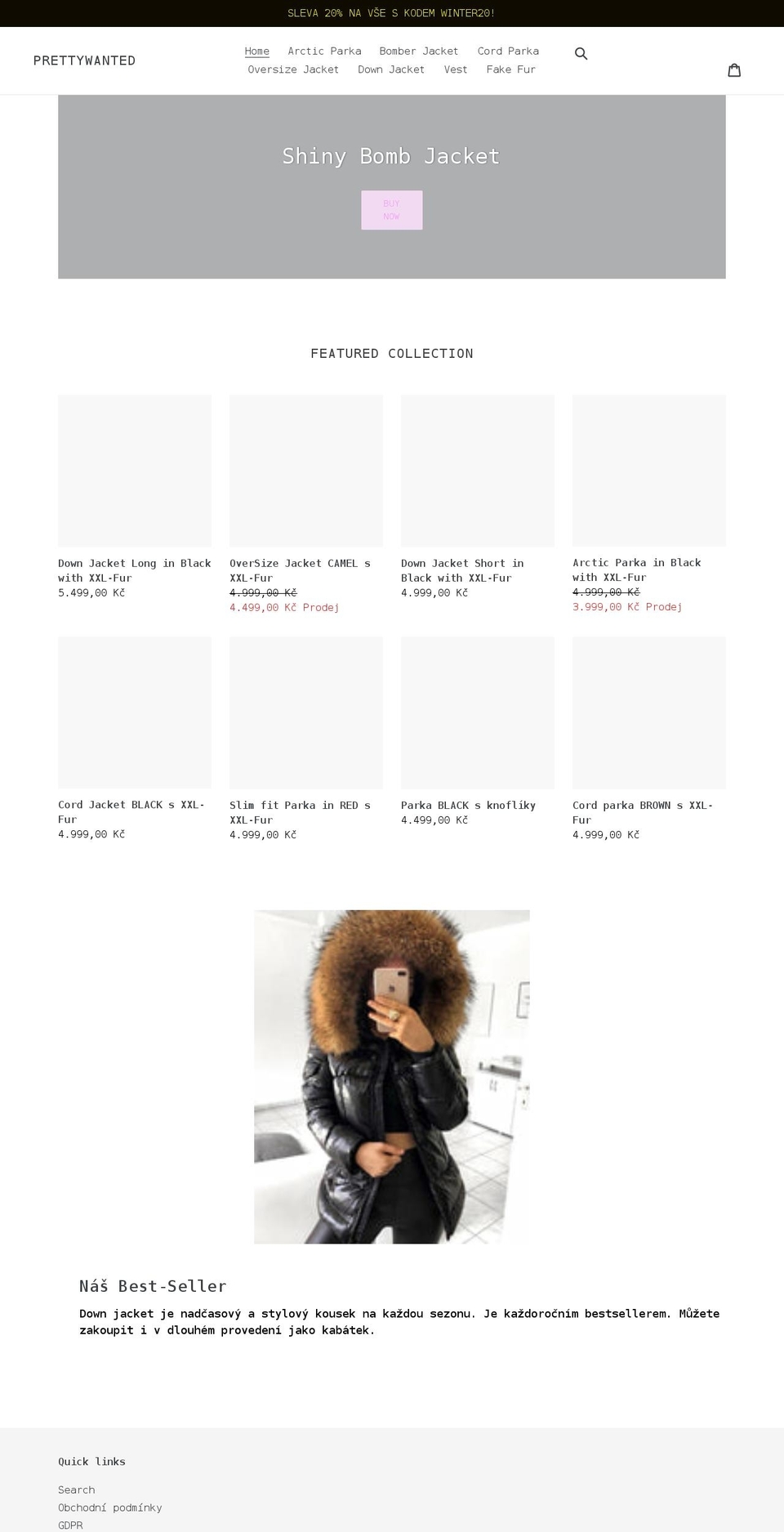 prettywanted.com shopify website screenshot