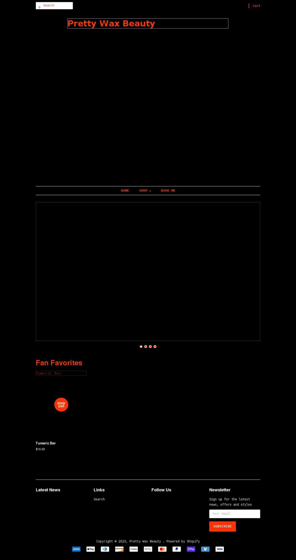 prettywaxbeauty.com shopify website screenshot