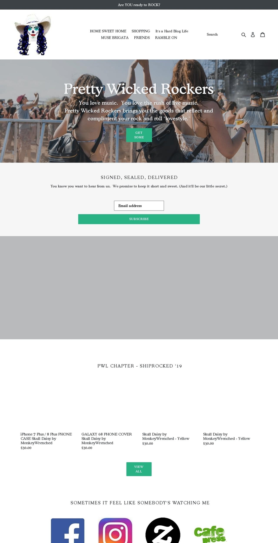 prettywickedrockers.com — Shopify storefront screenshot