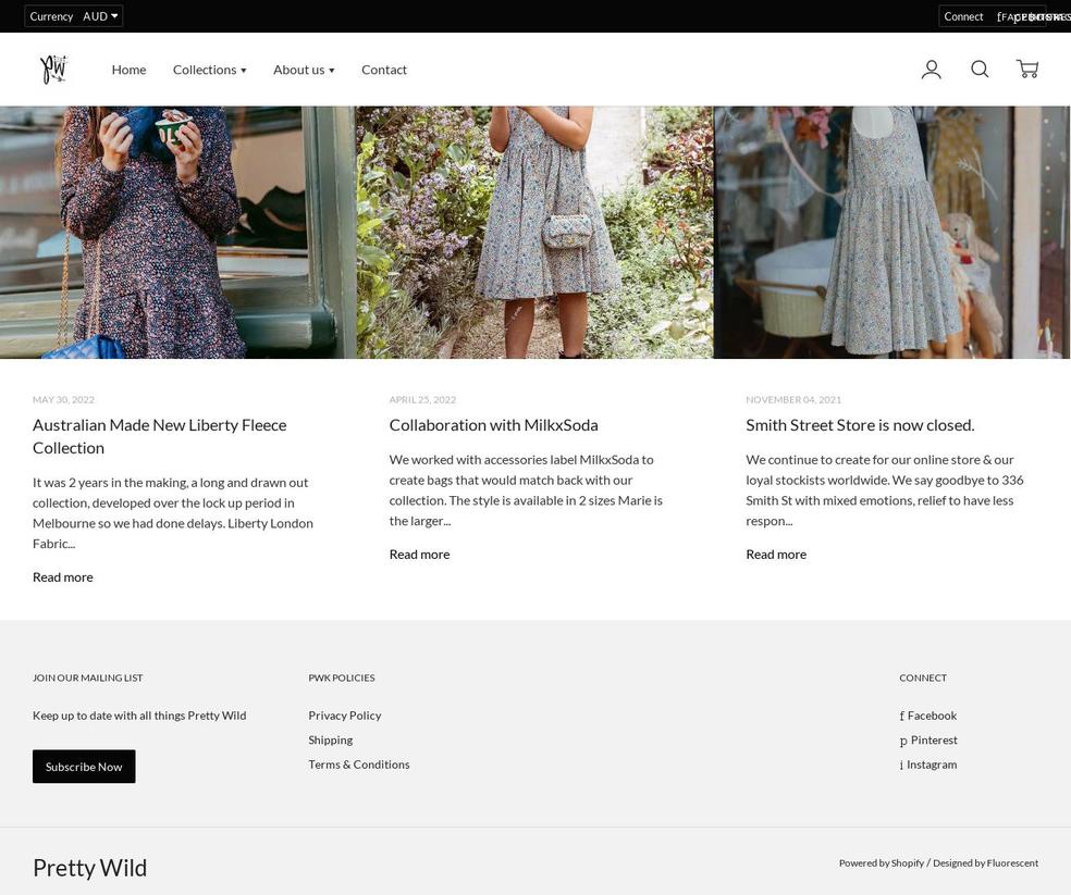 prettywildkids.com — Shopify storefront screenshot