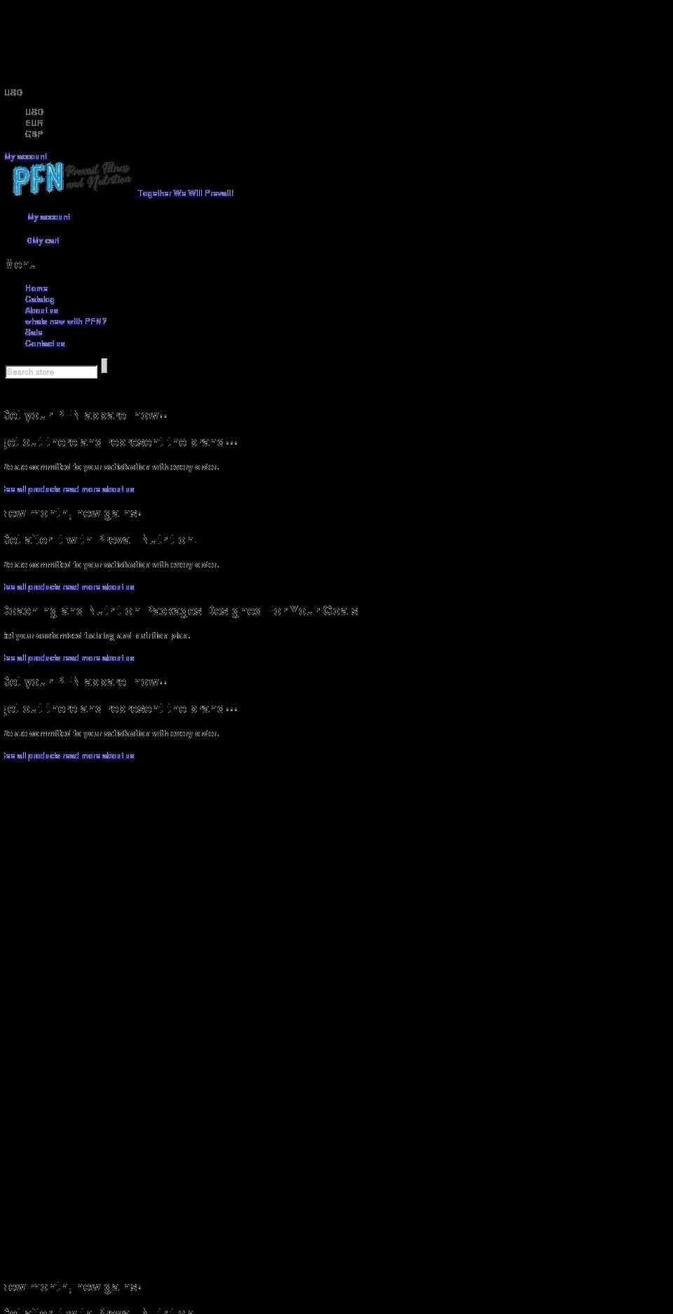 prevailfitnessandnutrition.com shopify website screenshot