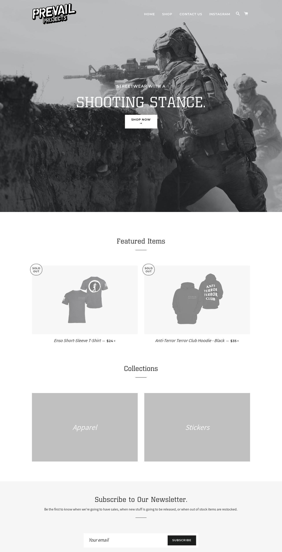 prevailprojects.com — Shopify storefront screenshot