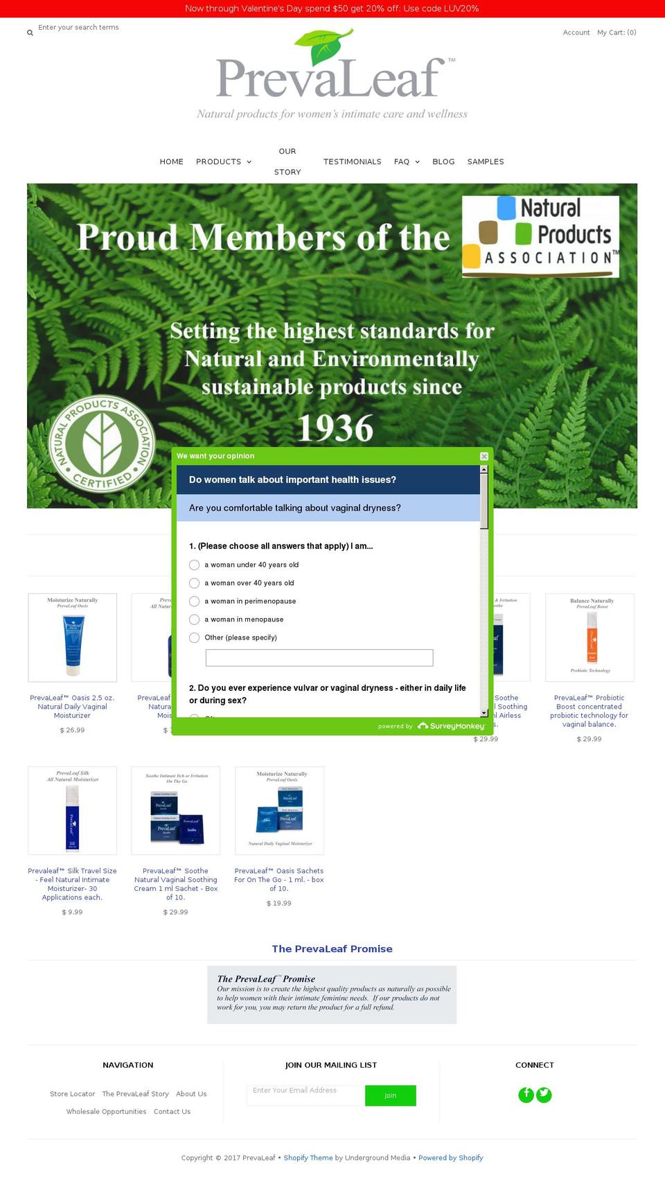 prevaleaf.com shopify website screenshot