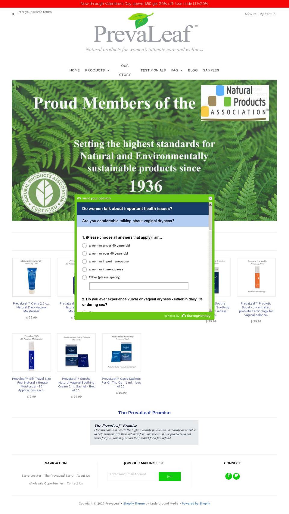 prevaleaffresh.com shopify website screenshot