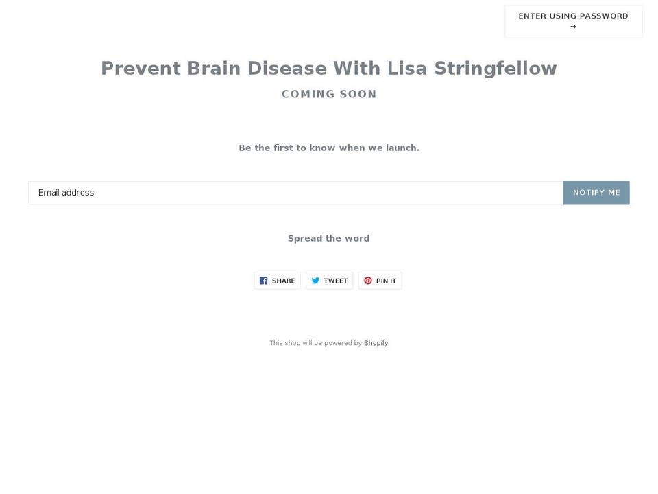 preventbraindisease.com — Shopify storefront screenshot