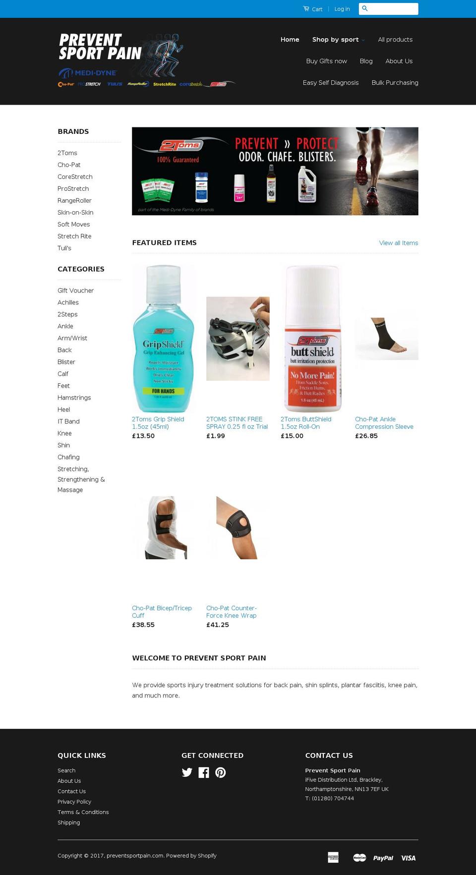 Wholesale Shopify theme site example preventsportpain.com