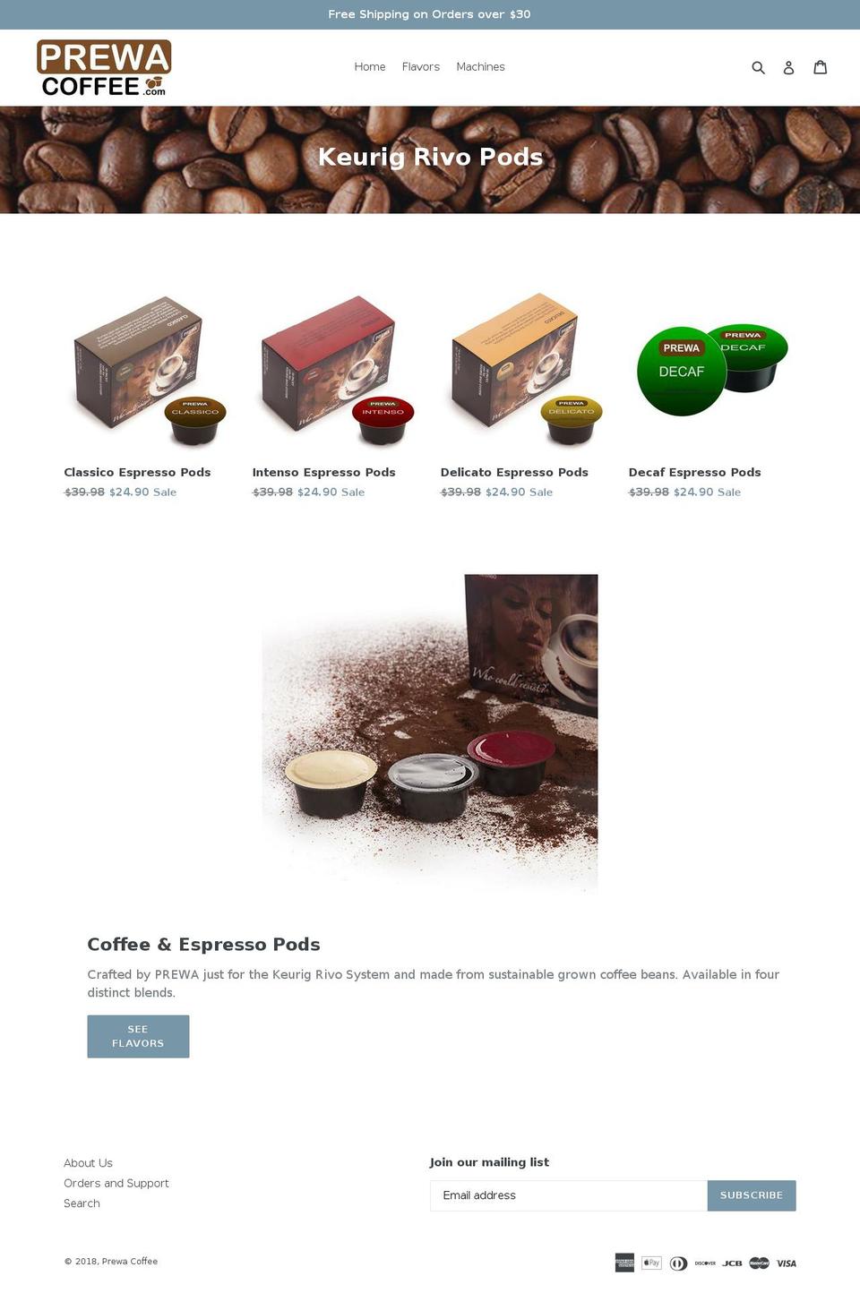 prewacoffee.com — Shopify storefront screenshot