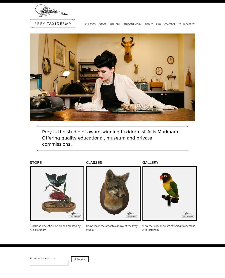 preytaxidermy.com shopify website screenshot