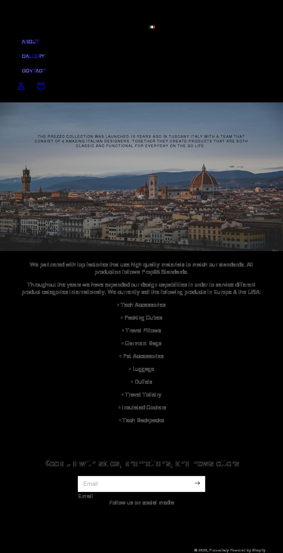 prezzoitaly.com shopify website screenshot