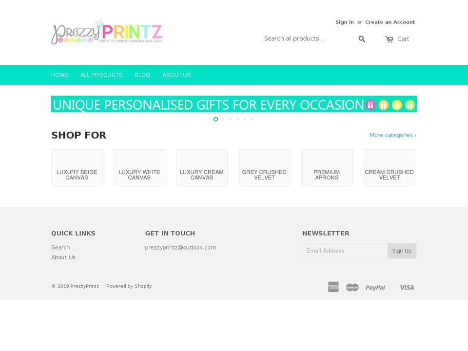 prezzyprintz.co.uk shopify website screenshot