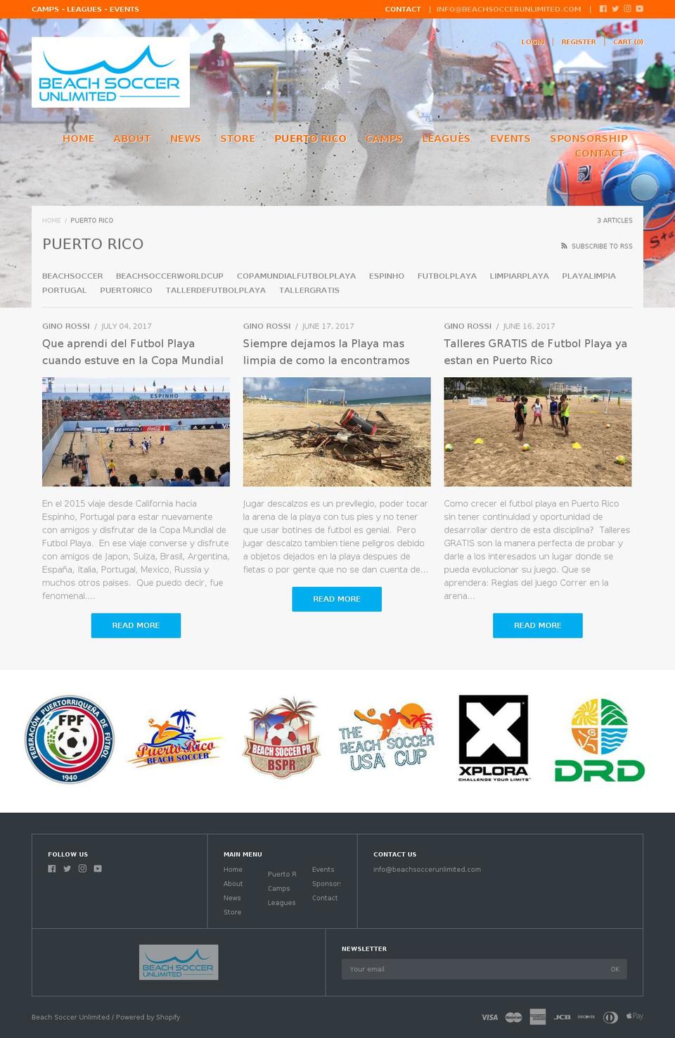 prfutbolplaya.com — Shopify storefront screenshot
