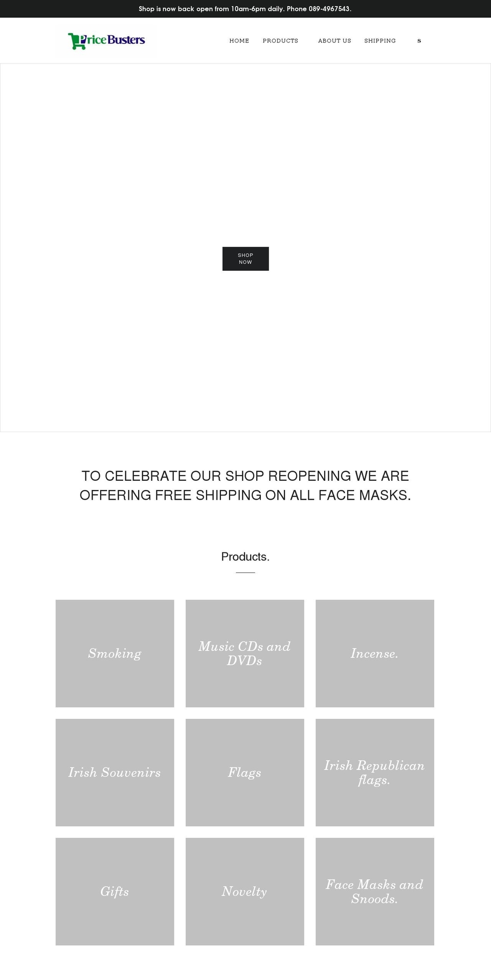 pricebustersballina.com shopify website screenshot