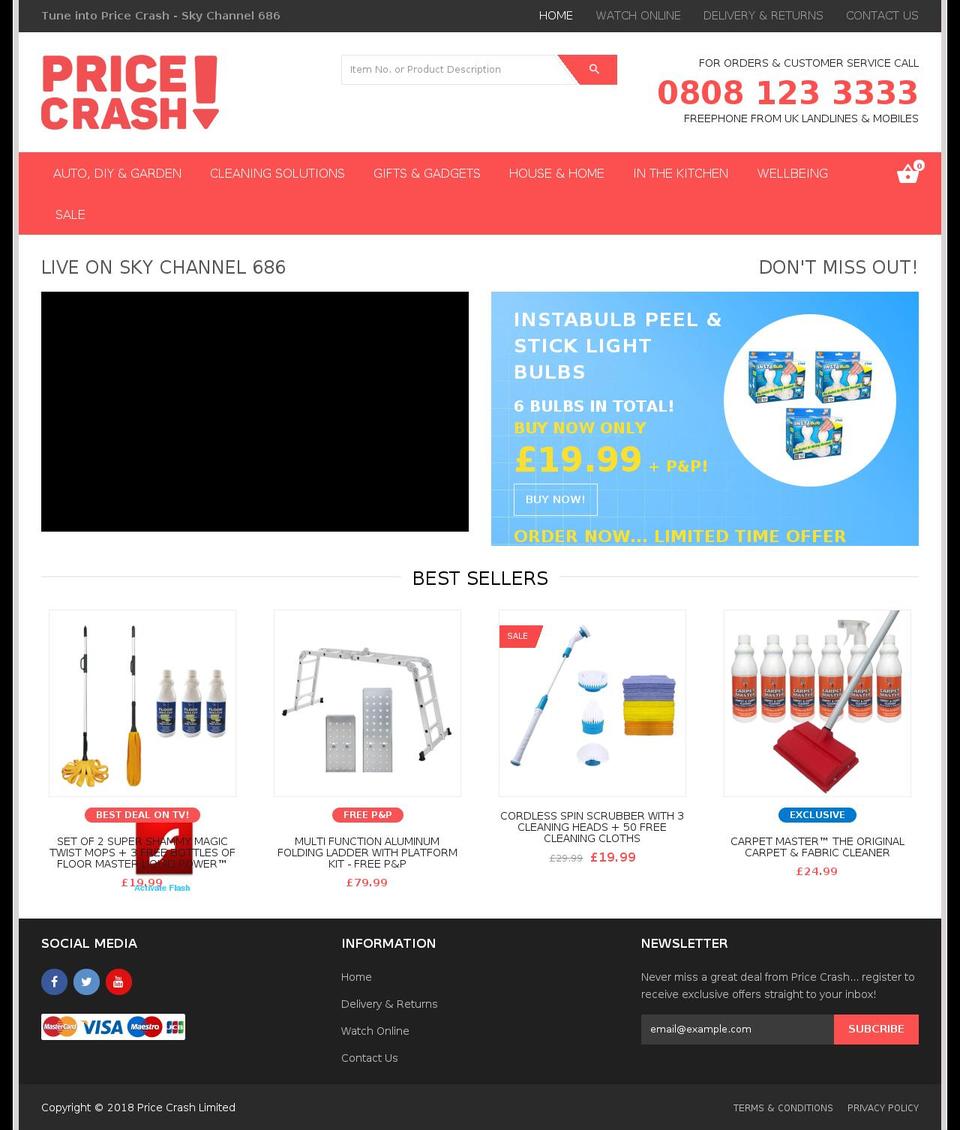 pricecrash.tv shopify website screenshot