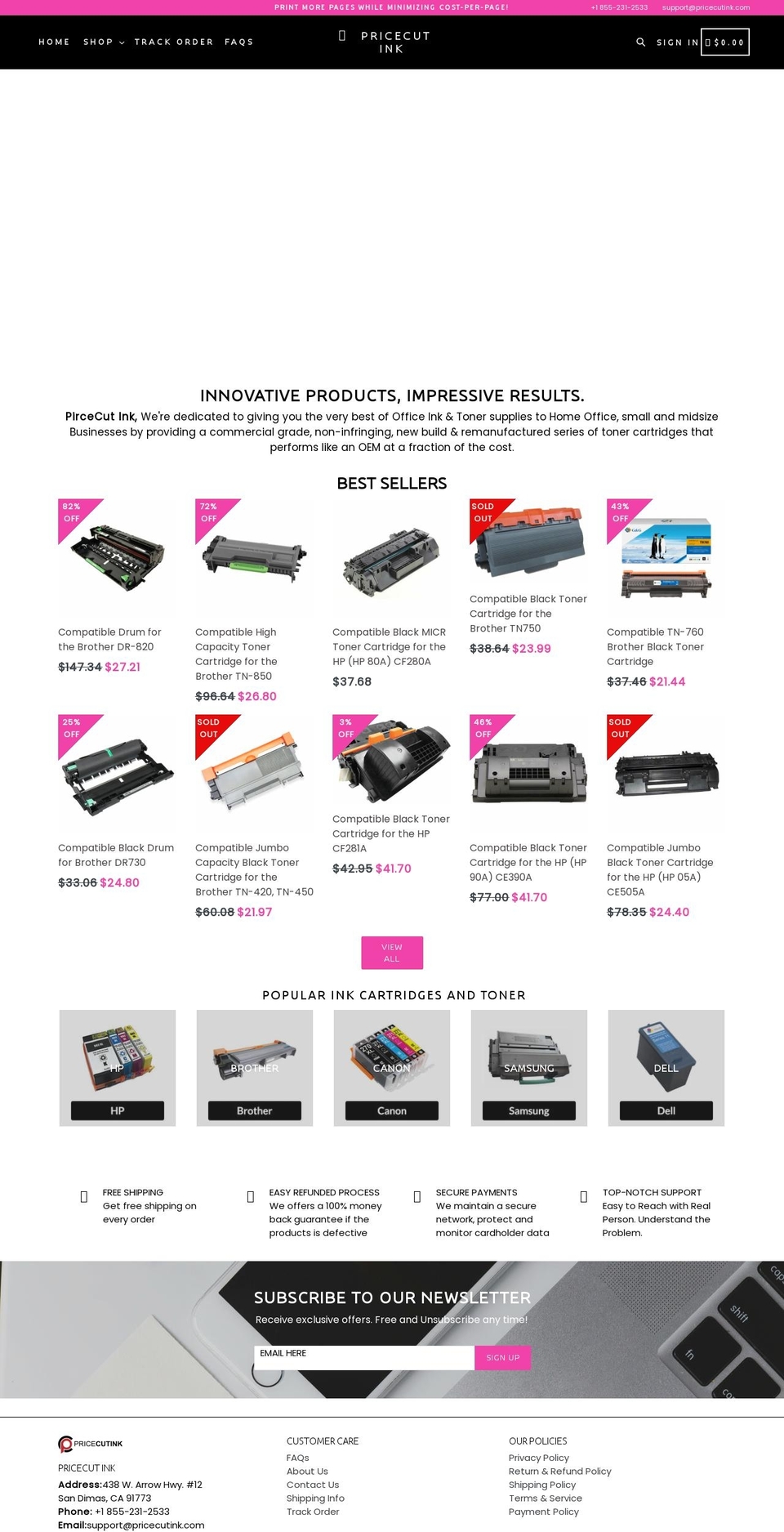 pricecutink.com shopify website screenshot