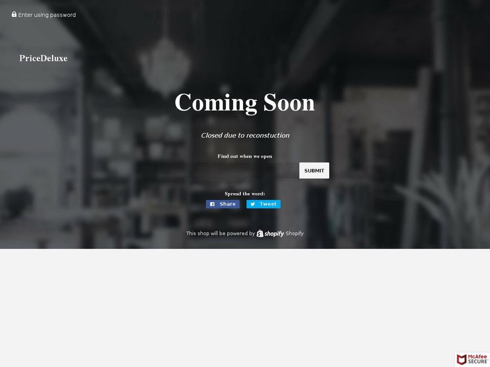 pricedeluxe.com — Shopify storefront screenshot