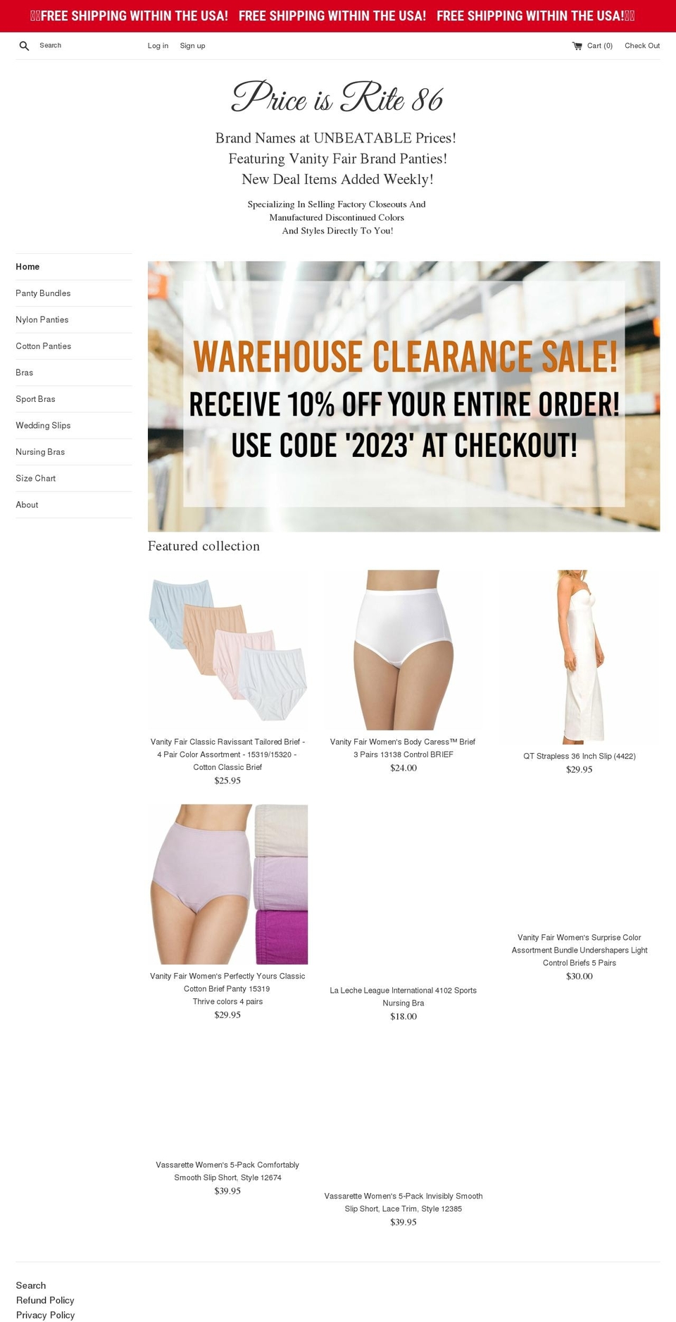 priceisrite86.com shopify website screenshot