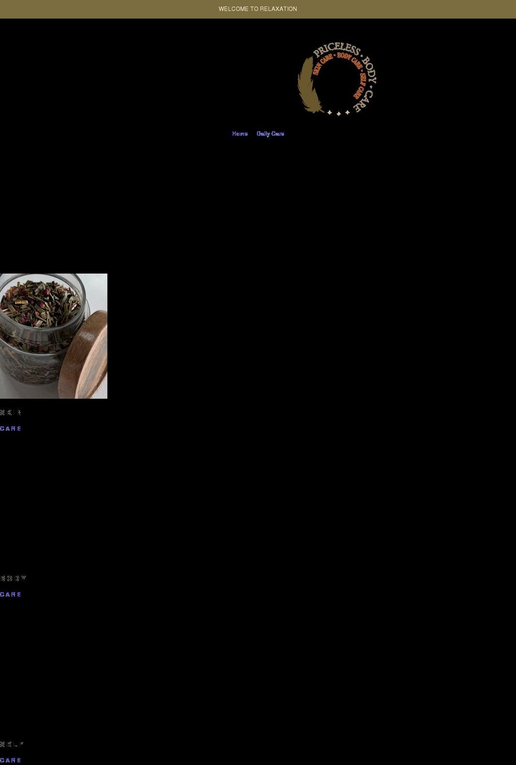 pricelessbodycare.com shopify website screenshot