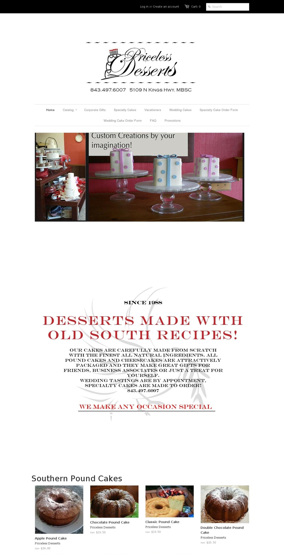 pricelessdesserts.com shopify website screenshot