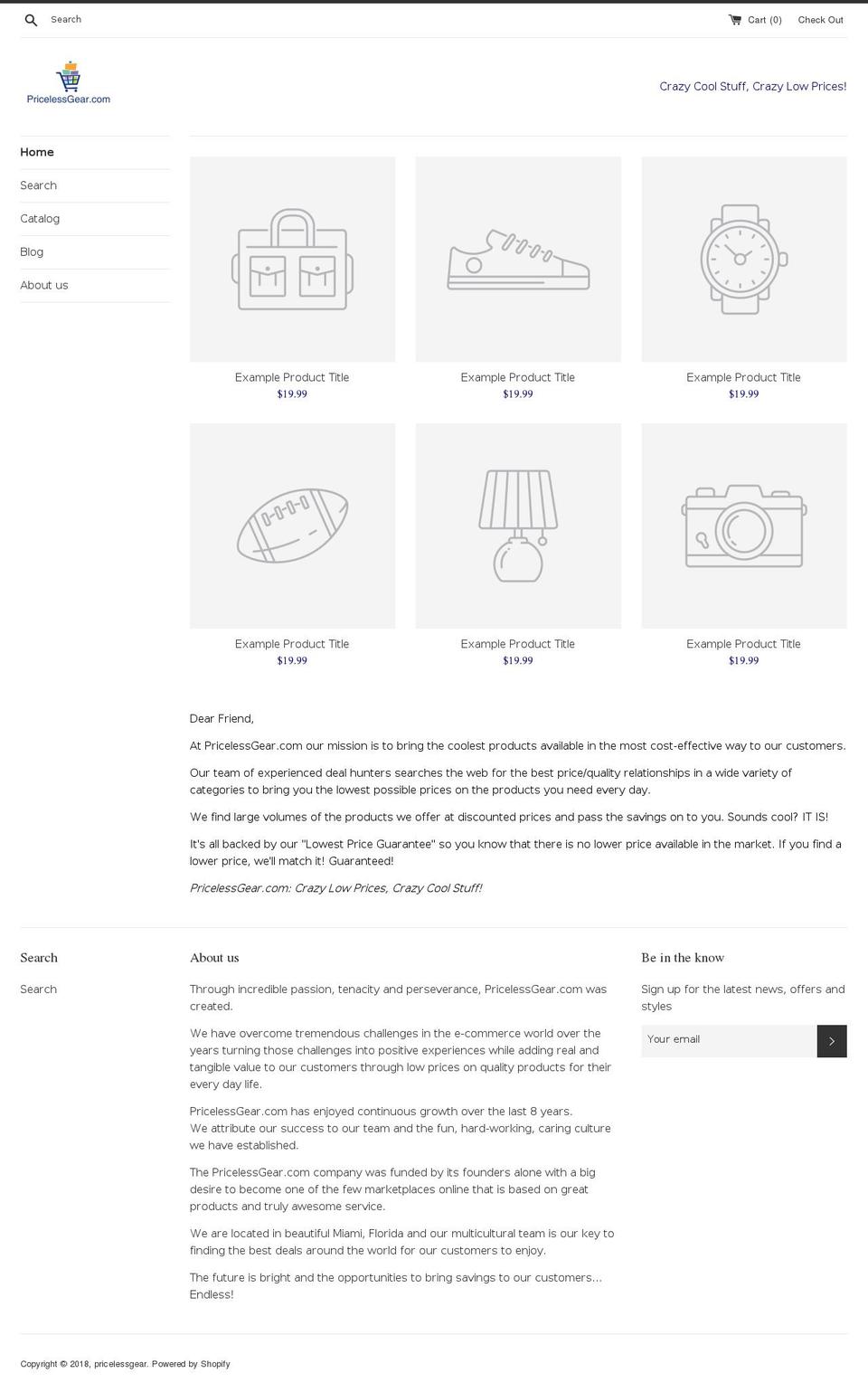 pricelessgear.com shopify website screenshot
