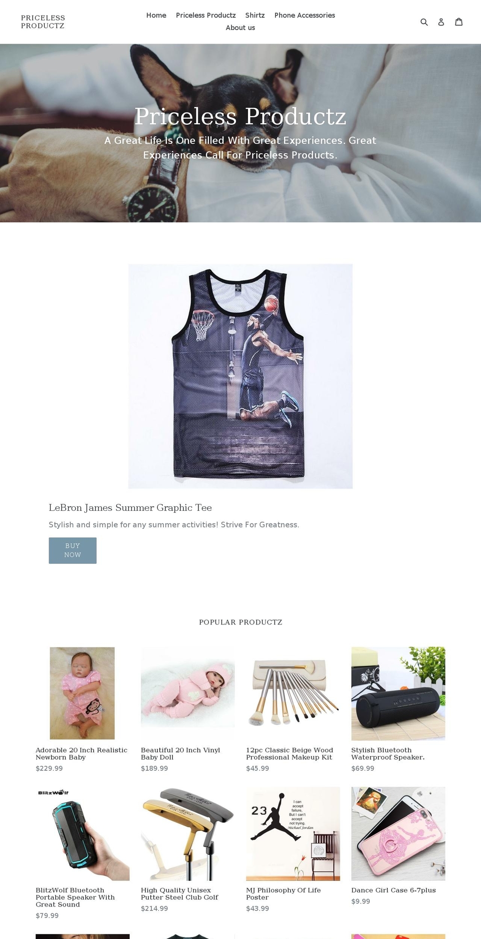 pricelessproductz.com — Shopify storefront screenshot