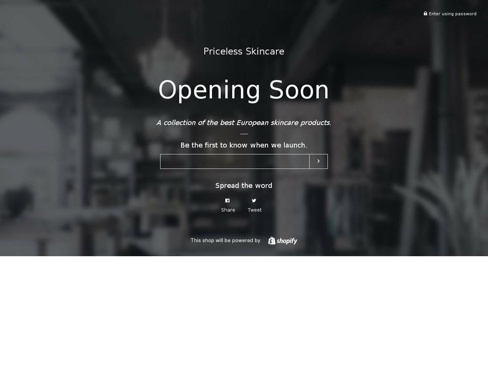 pricelessskincare.com — Shopify storefront screenshot