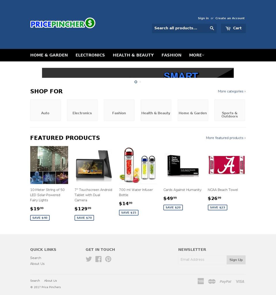 pricepinchers.com shopify website screenshot