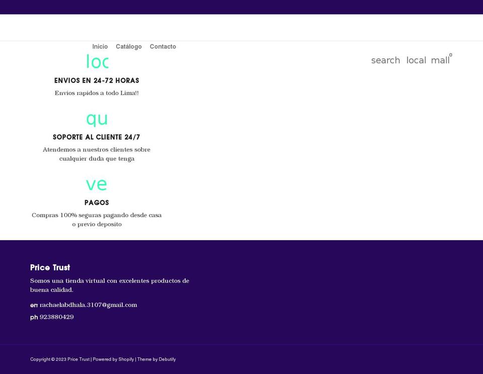 priceweb.xyz shopify website screenshot