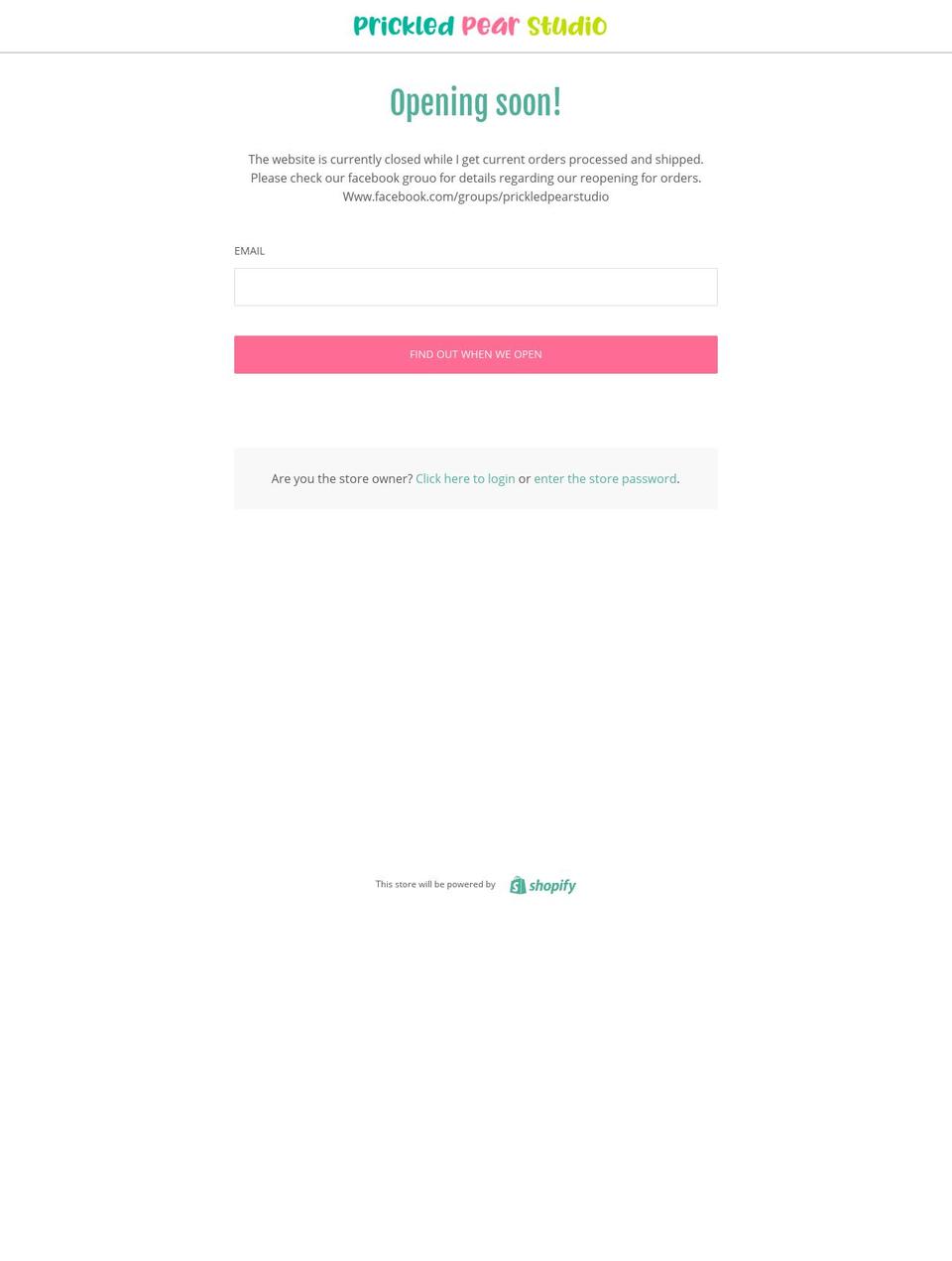 prickledpearstudio.com — Shopify storefront screenshot