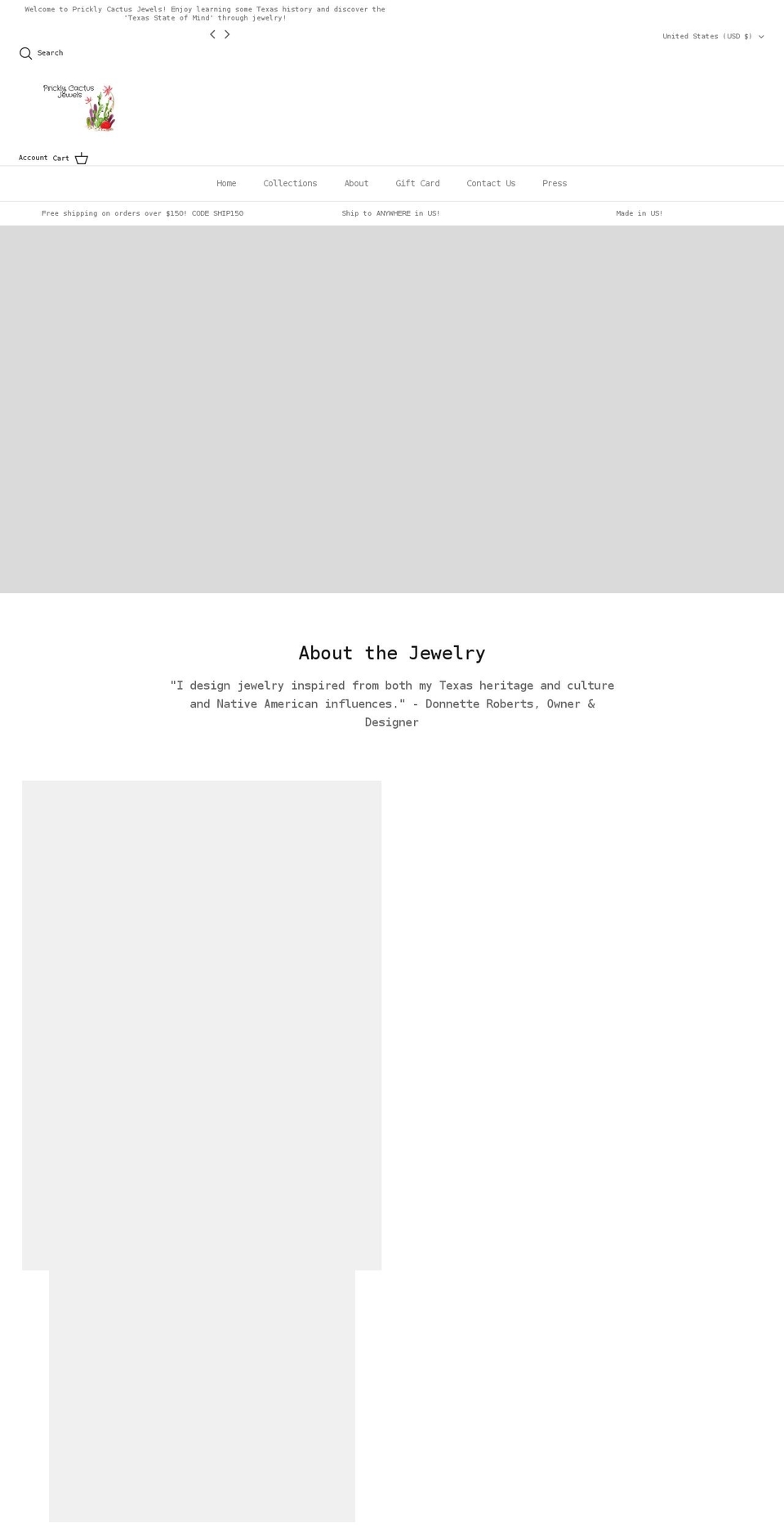 pricklycactusjewels.com shopify website screenshot