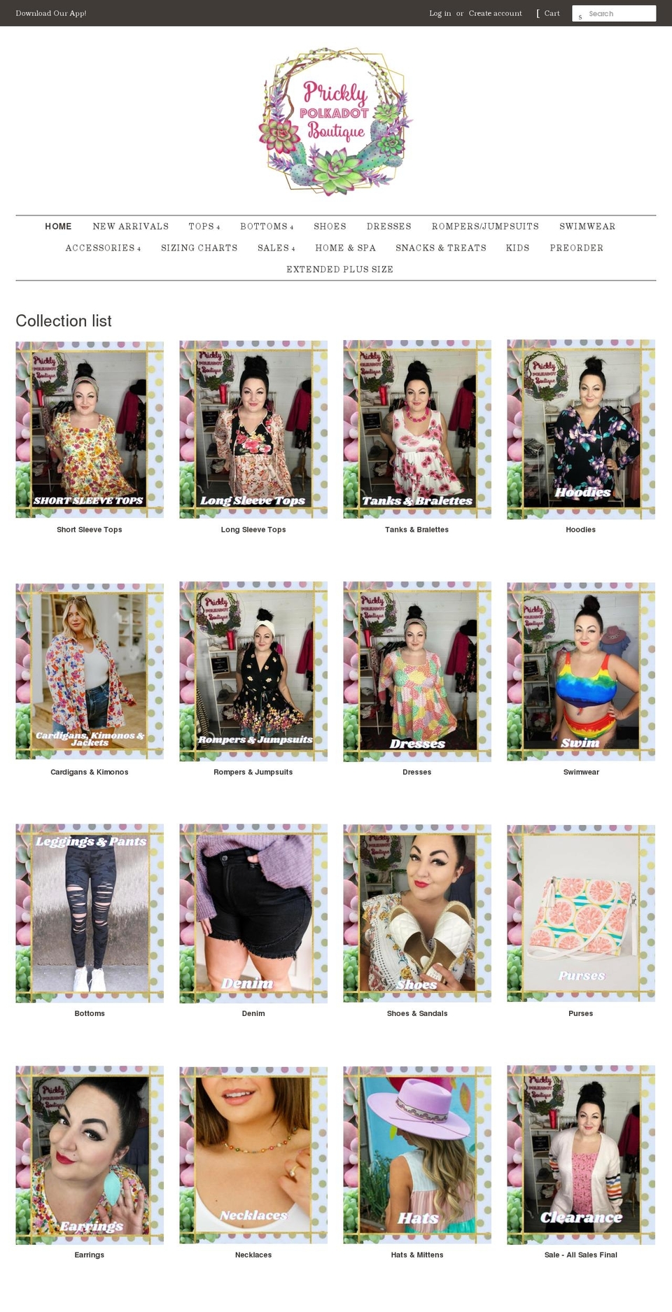 pricklypolkadot.com shopify website screenshot